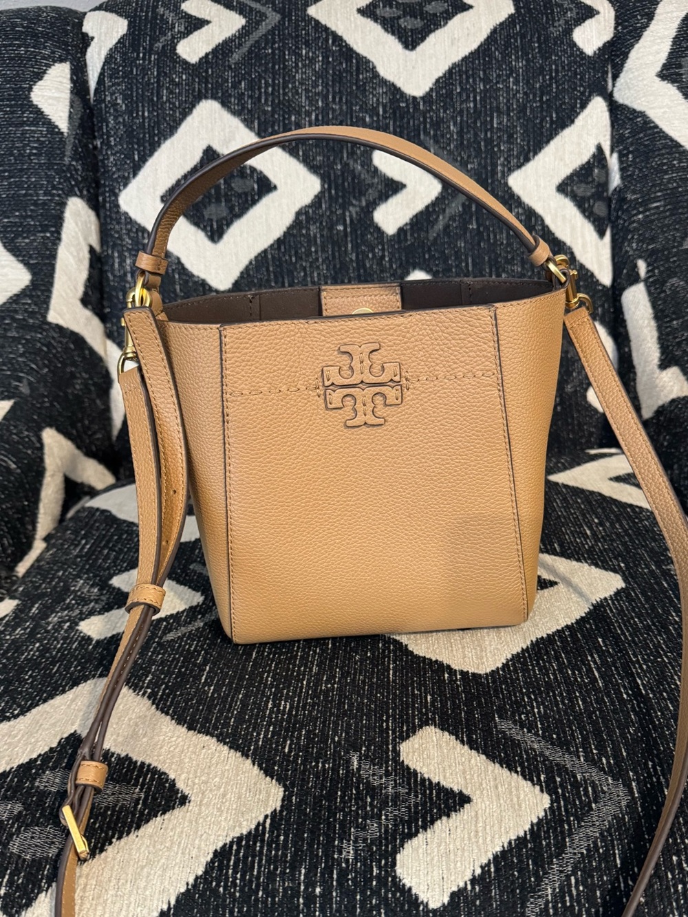 Tory Burch small mcgraw Pebbled Mini Top-Handle/crossbody  Bag in tiramisu